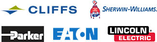 Logos for Cleveland Cliffs, Sherwin Williams, Parker, Eaton, Lincoln Electric